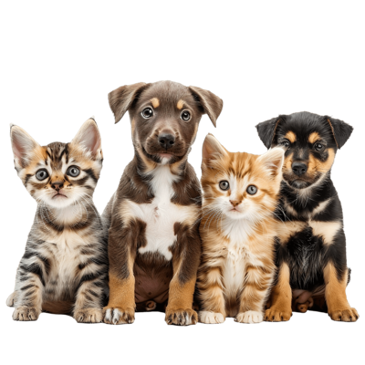 Gatos e cães felizes - Amicão Pet Shop
